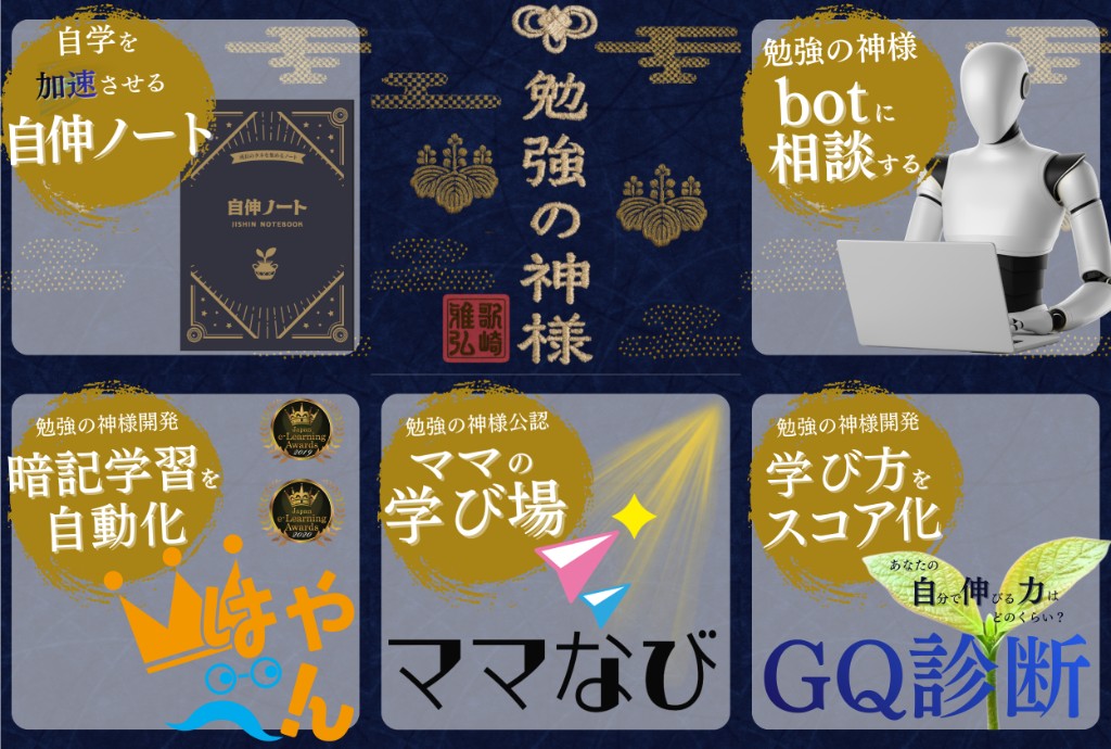 はやべんLINE公式アカウントのリッチメニュー（勉強の神様・はやべん・ママなび・GQ診断など）